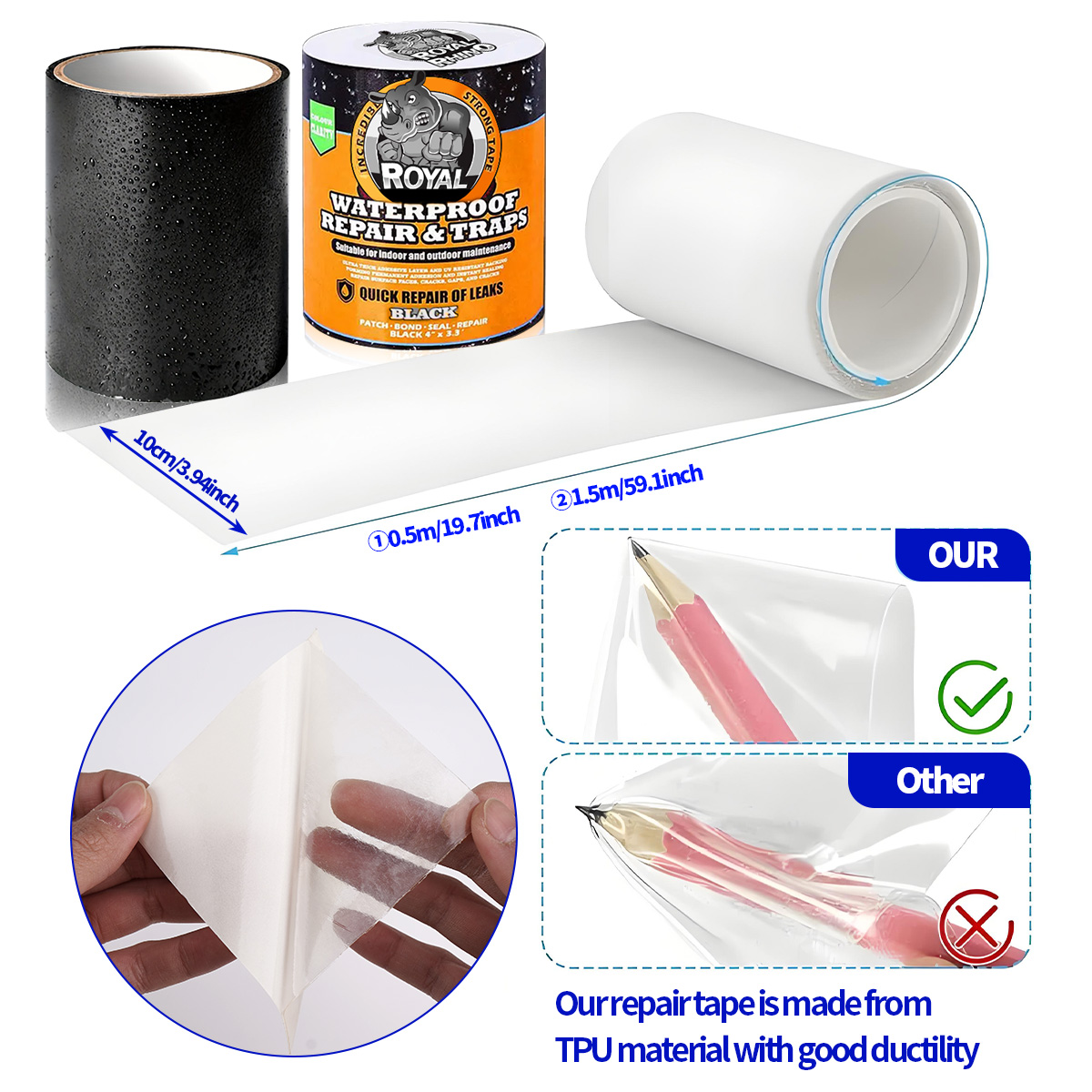 防水テープ 漏れ修理用 - プール、屋根、パイプ、テント、洗 - Roof Sealant Patch のレビューと価格