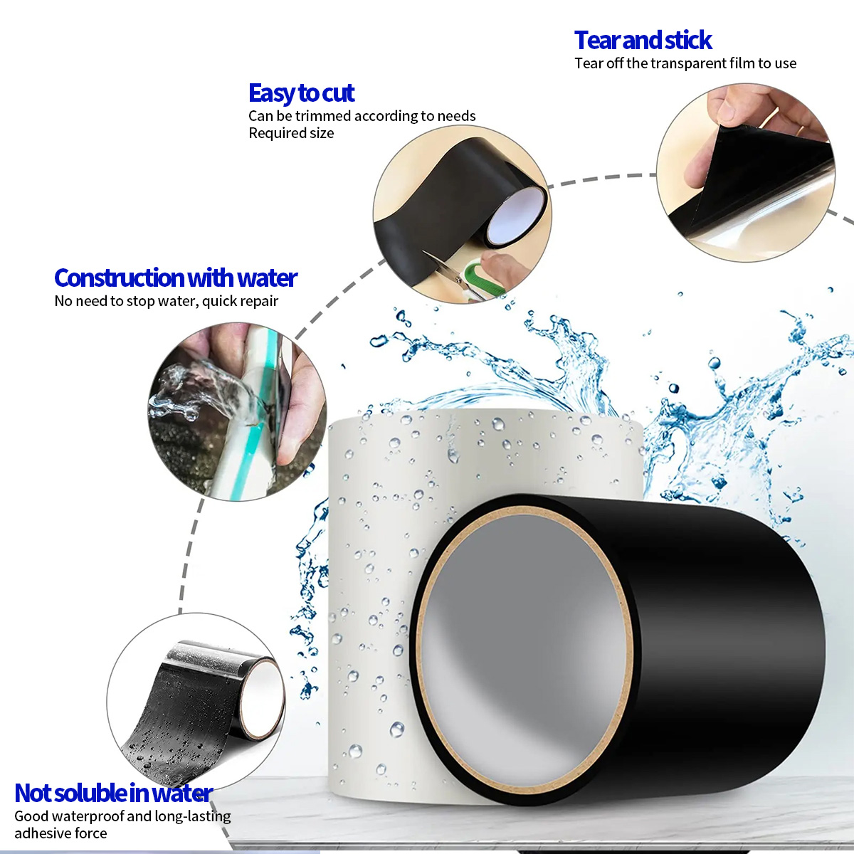 防水テープ 漏れ修理用 - プール、屋根、パイプ、テント、洗 - Roof Sealant Patch のレビューと価格